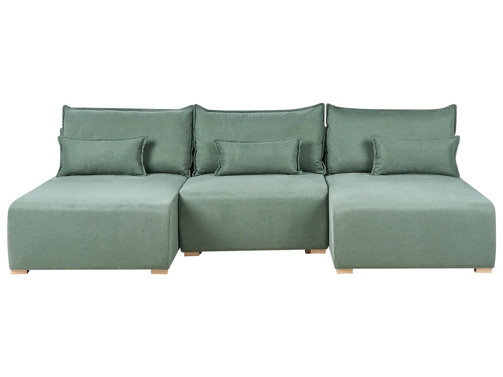 Modular U-Shape Sofa NERBO Fabric Light Green
