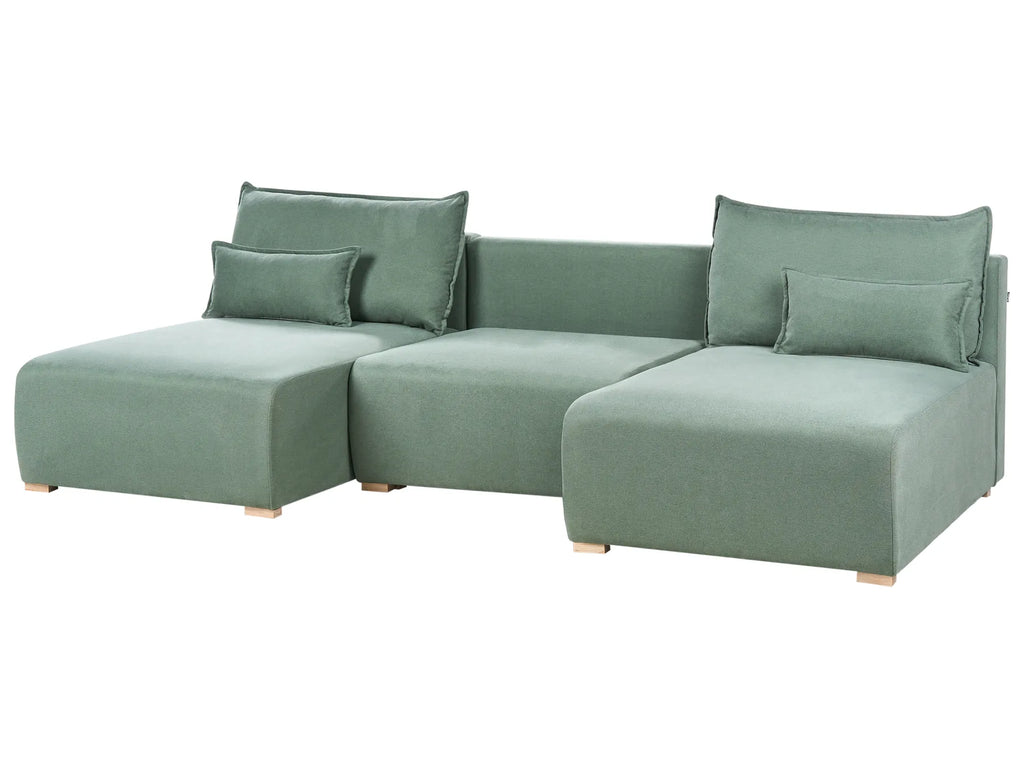 Modular U-Shape Sofa NERBO Fabric Light Green