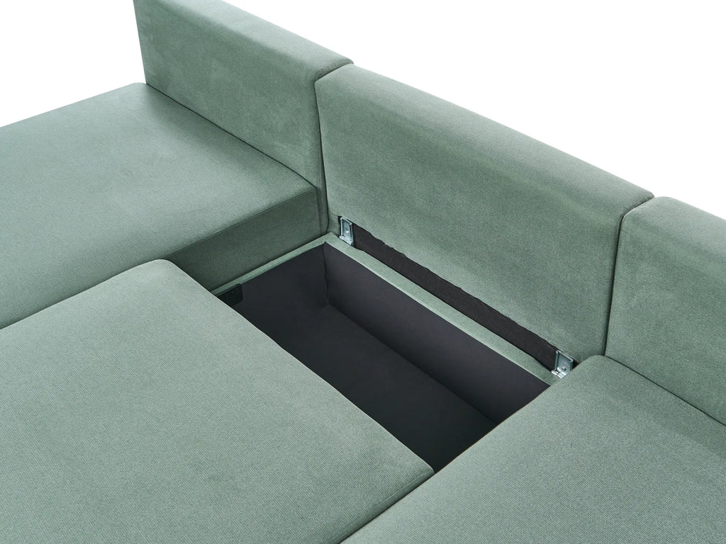 Modular U-Shape Sofa NERBO Fabric Light Green