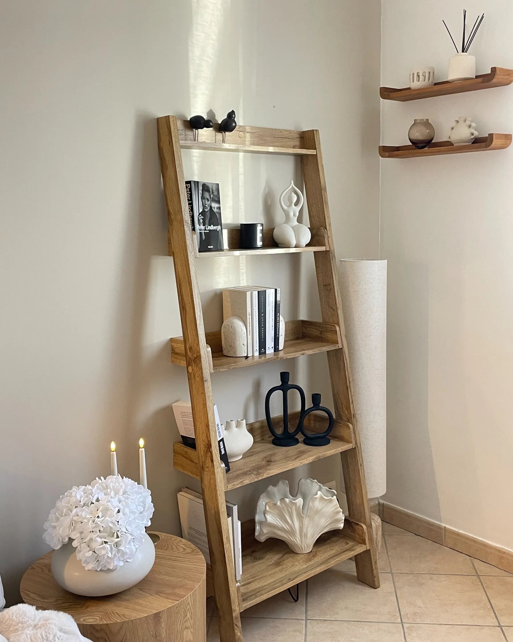 5 Tier Shelving Unit MOBILE TRIO 167 cm Light Brown