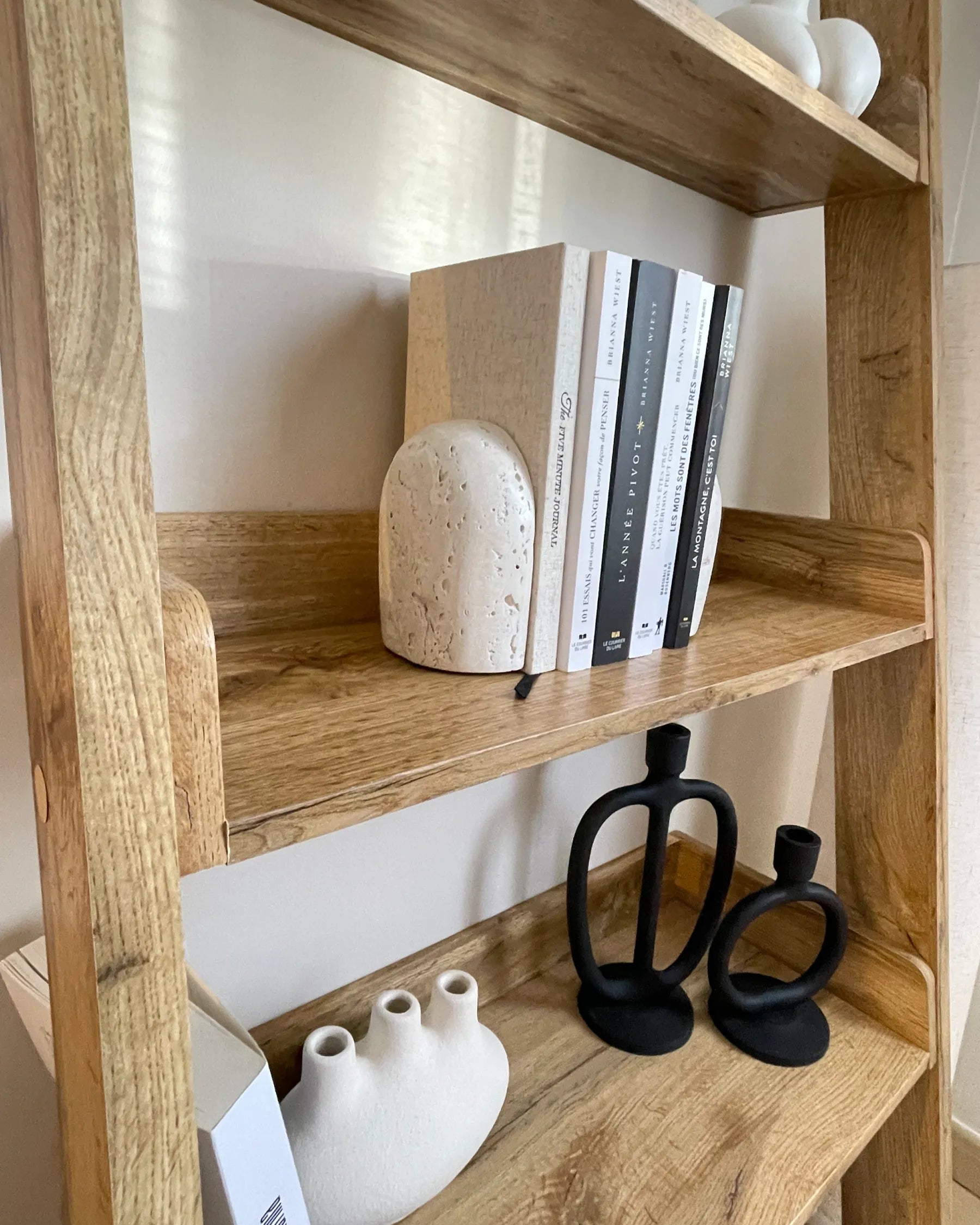 5 Tier Shelving Unit MOBILE TRIO 167 cm Light Brown