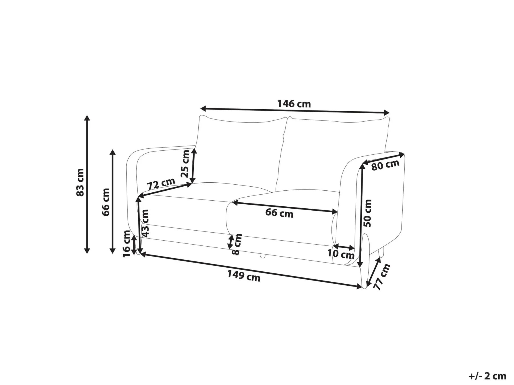 Sofa 2 Seater GIMO Boucle White