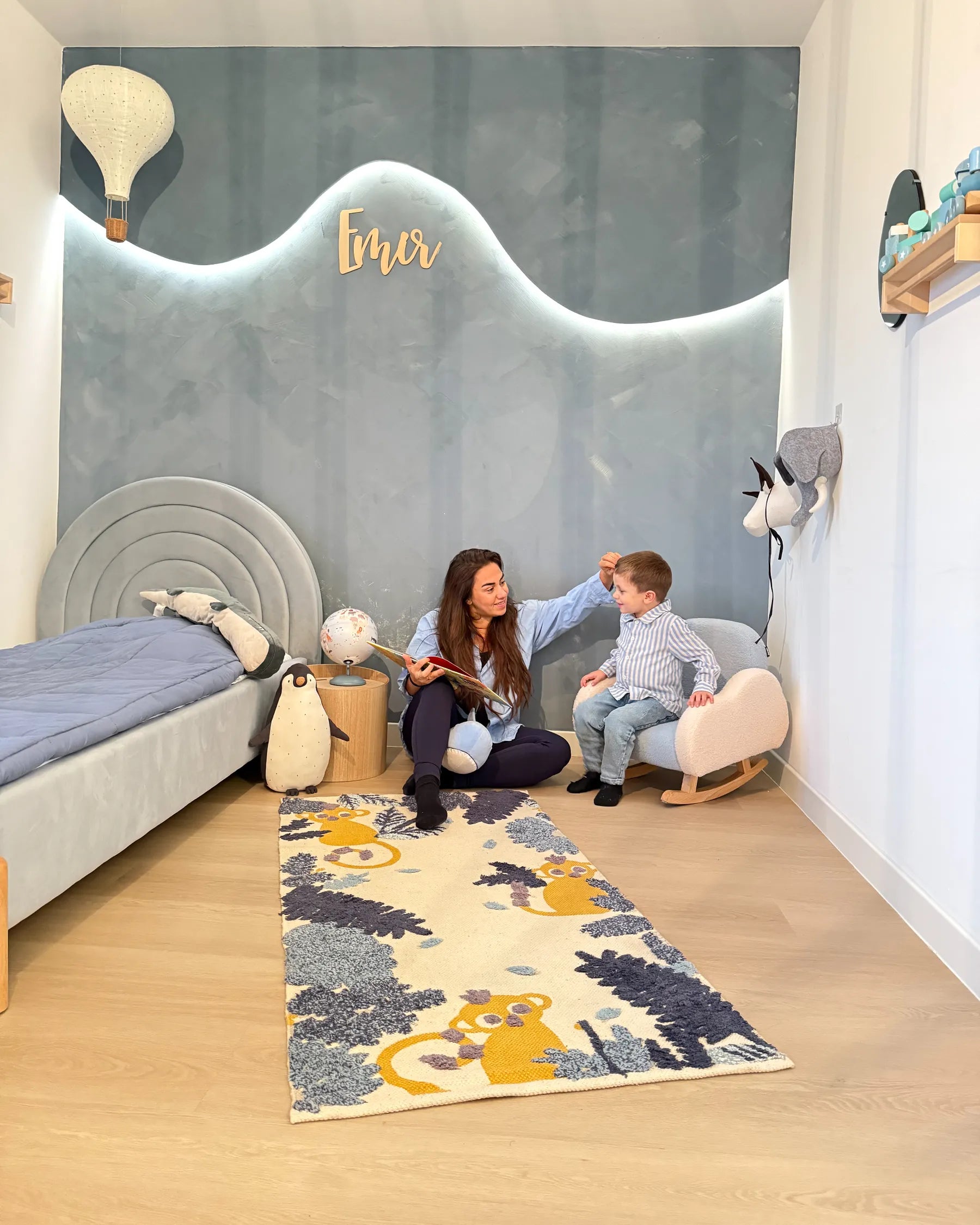 Kids Rocking Chair Cloud SKARE Boucle Light Blue