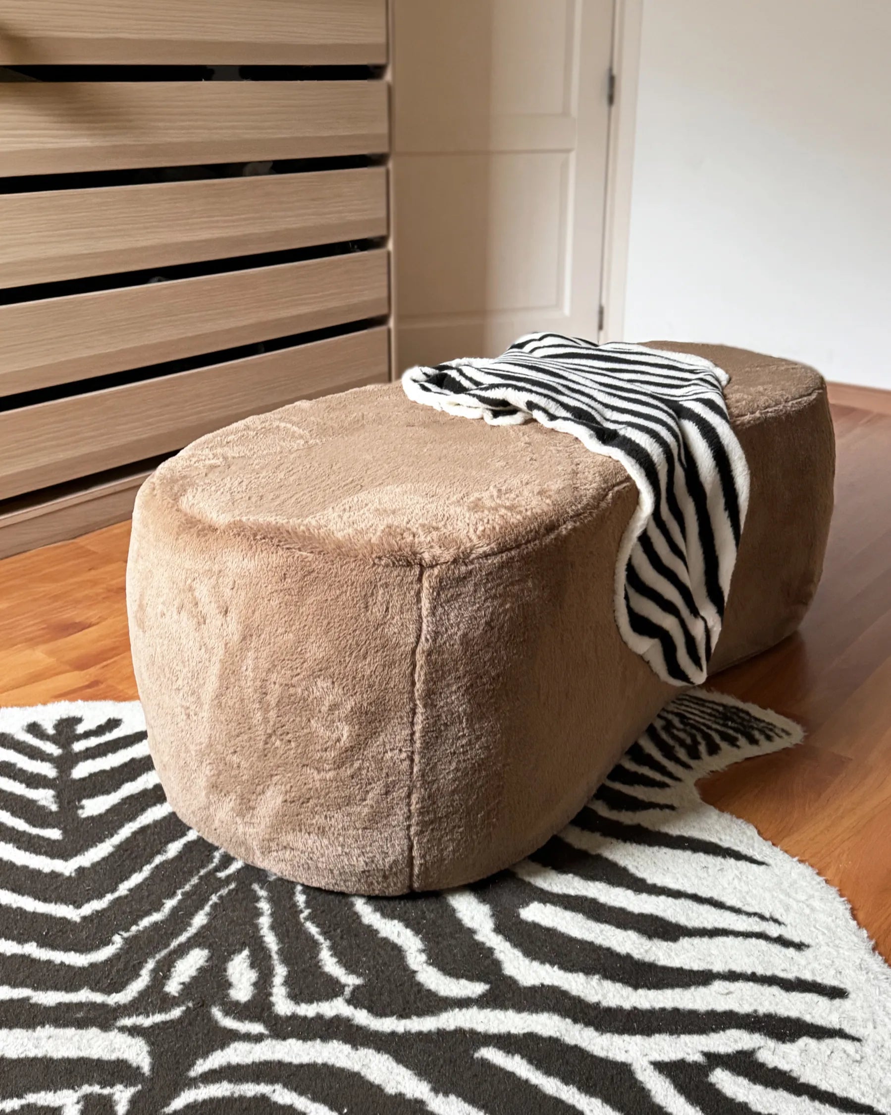 Pouffe BAYARD Faux Fur Light Brown