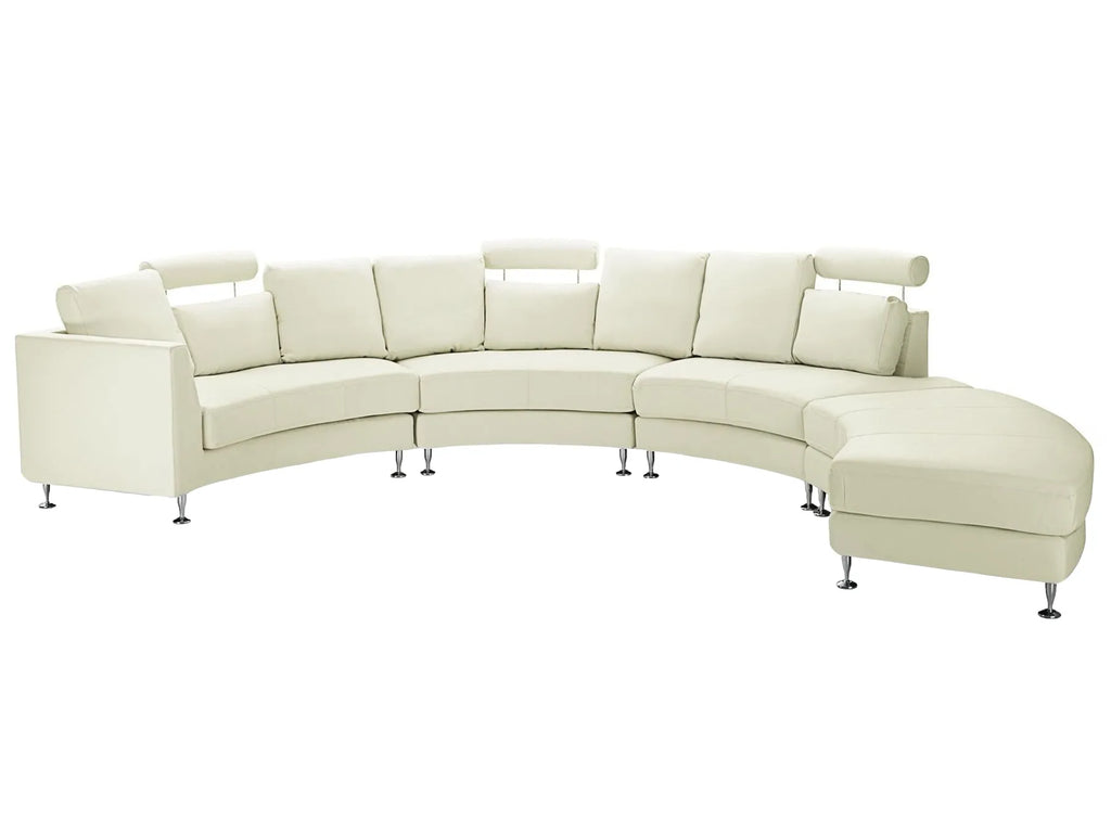 Curved Sofa 7 Seater ROTUNDE Leather Off-White