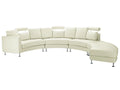 Curved Sofa 7 Seater ROTUNDE Leather Off-White