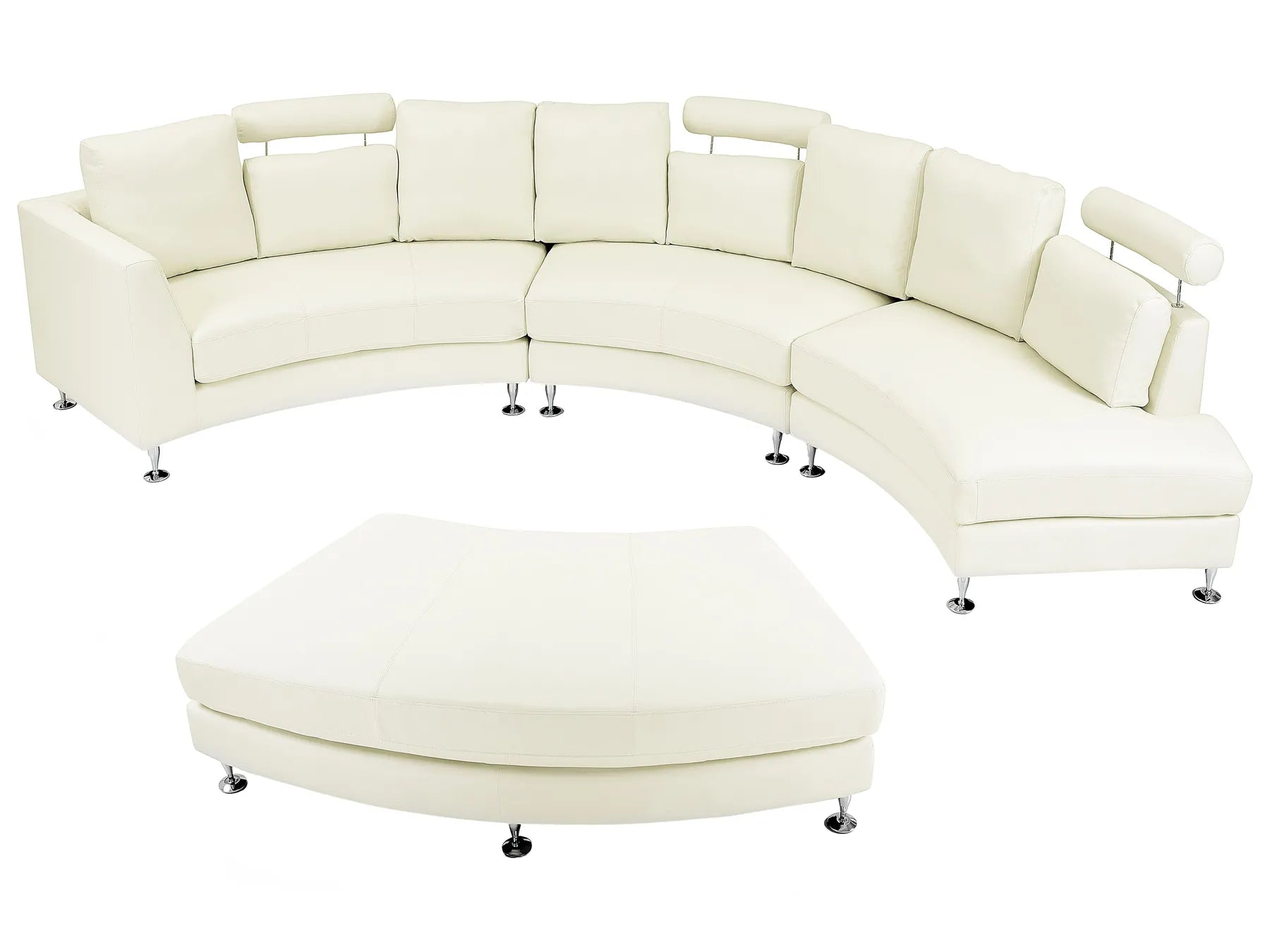 Curved Sofa 7 Seater ROTUNDE Leather Off-White