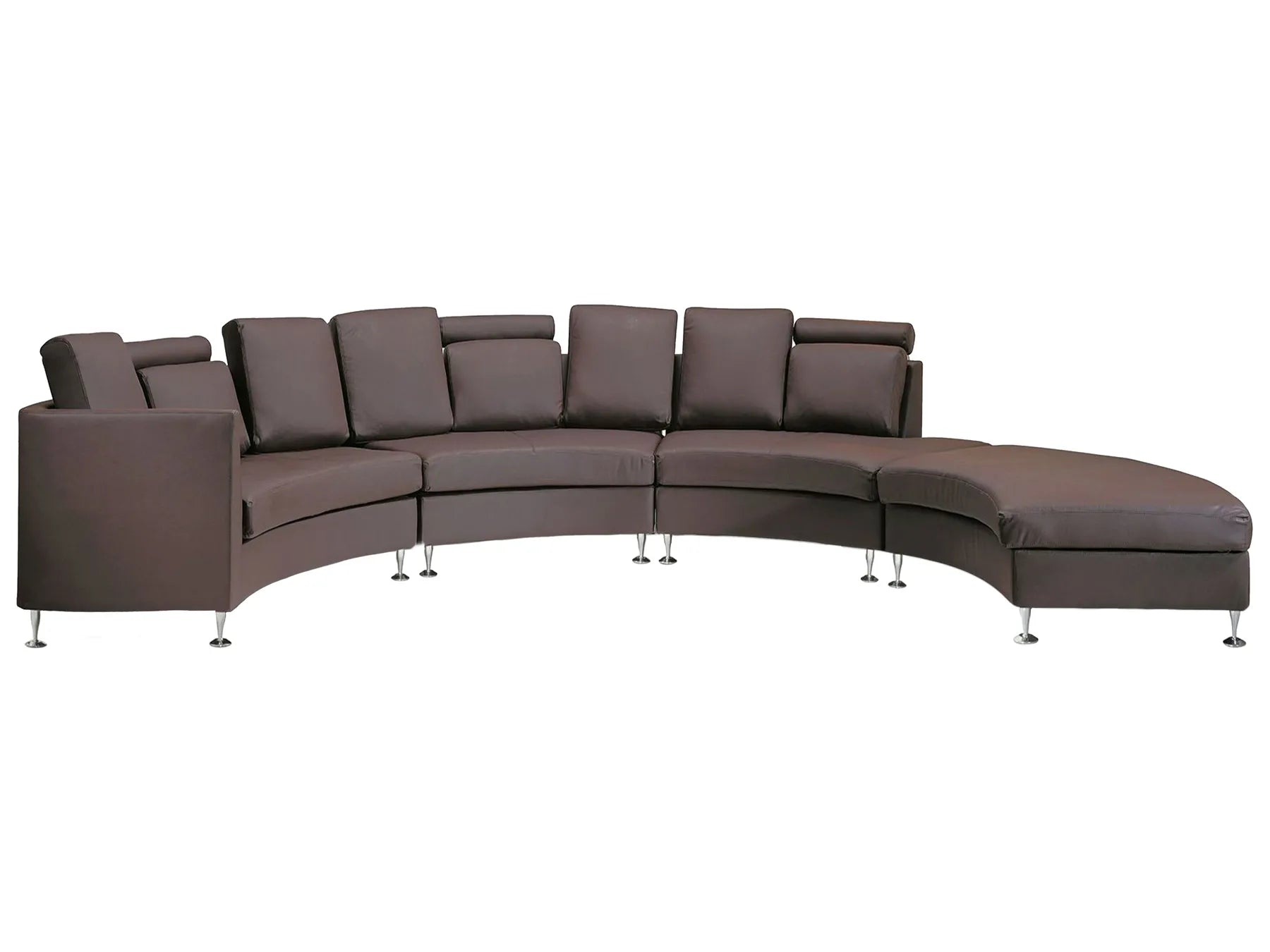 Curved Sofa 7 Seater ROTUNDE Leather Brown