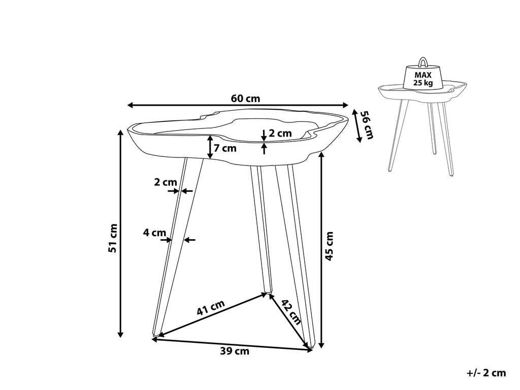 Side Table ELSA Teak Wood Brown