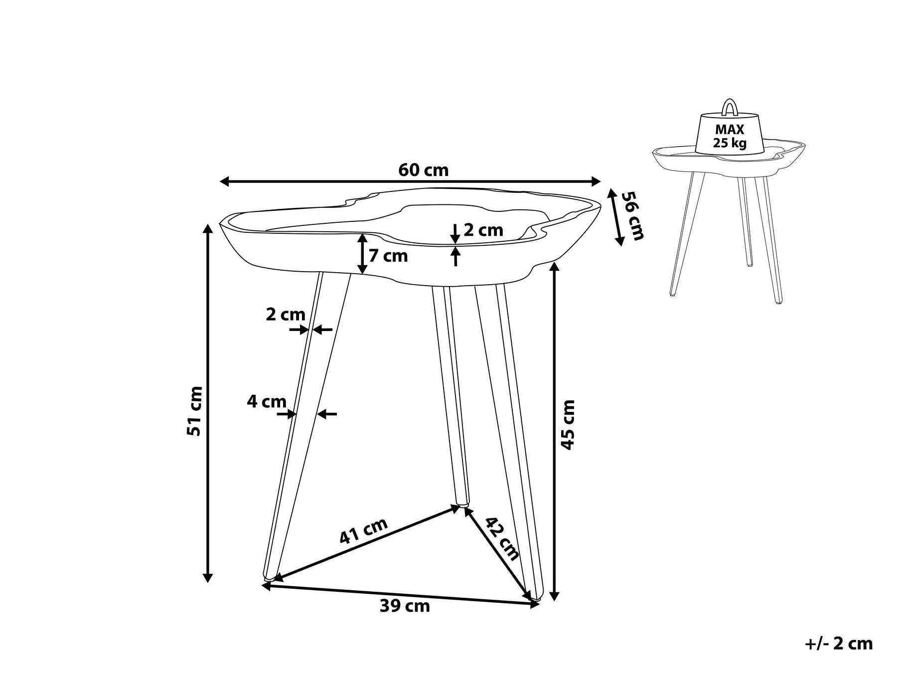 Side Table ELSA Teak Wood Brown