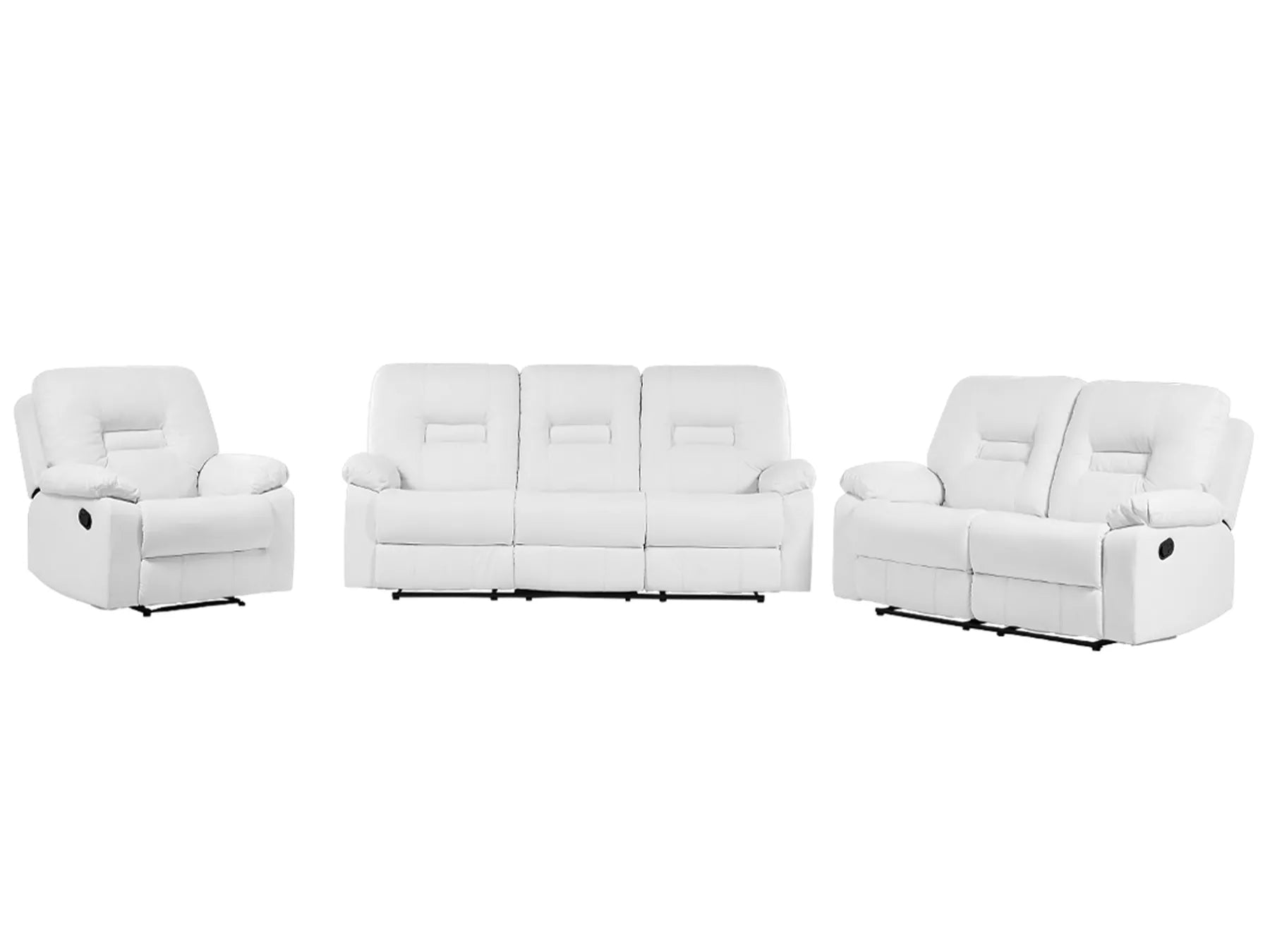 Manual Recliner Living Room Set 6 Seater BERGEN Faux Leather White
