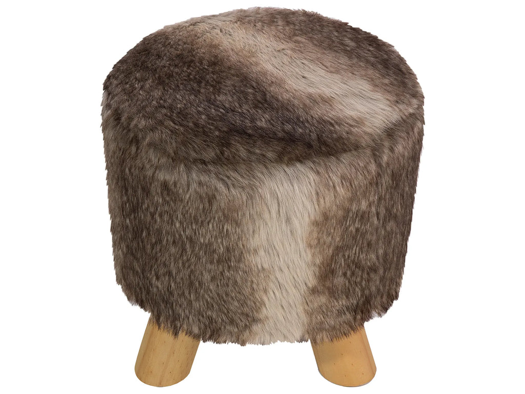 Footstool TOPEKA Faux Fur Brown