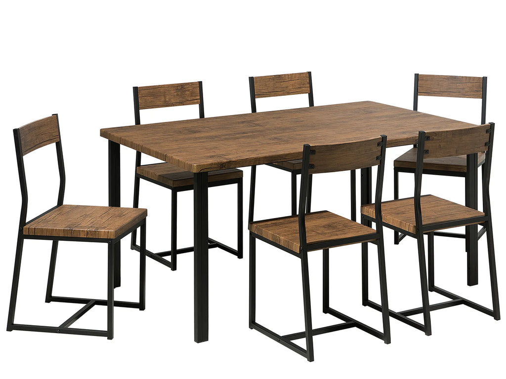Dining Set LAREDO Dark Brown 6 Seater
