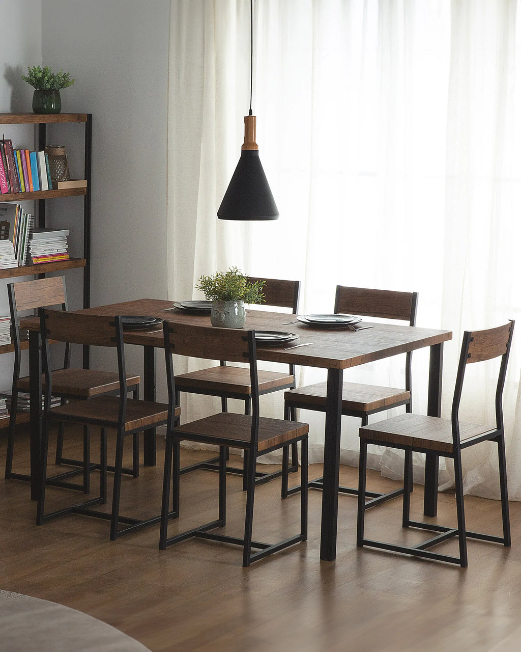 Set of 6 Dining Chairs Brown/ Black