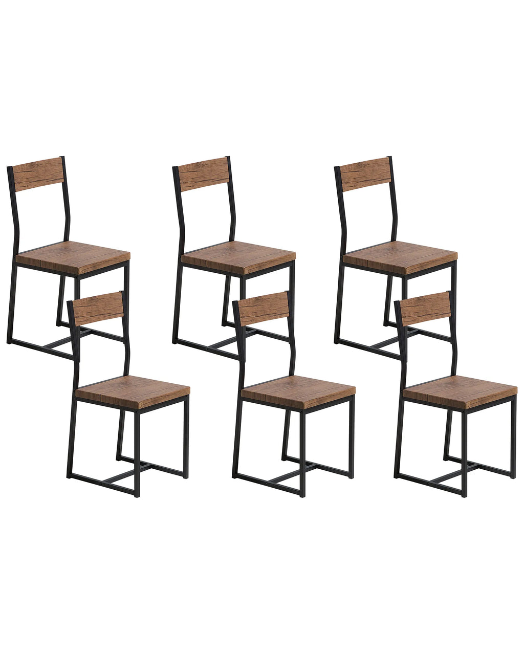 Set of 6 Dining Chairs Brown/ Black