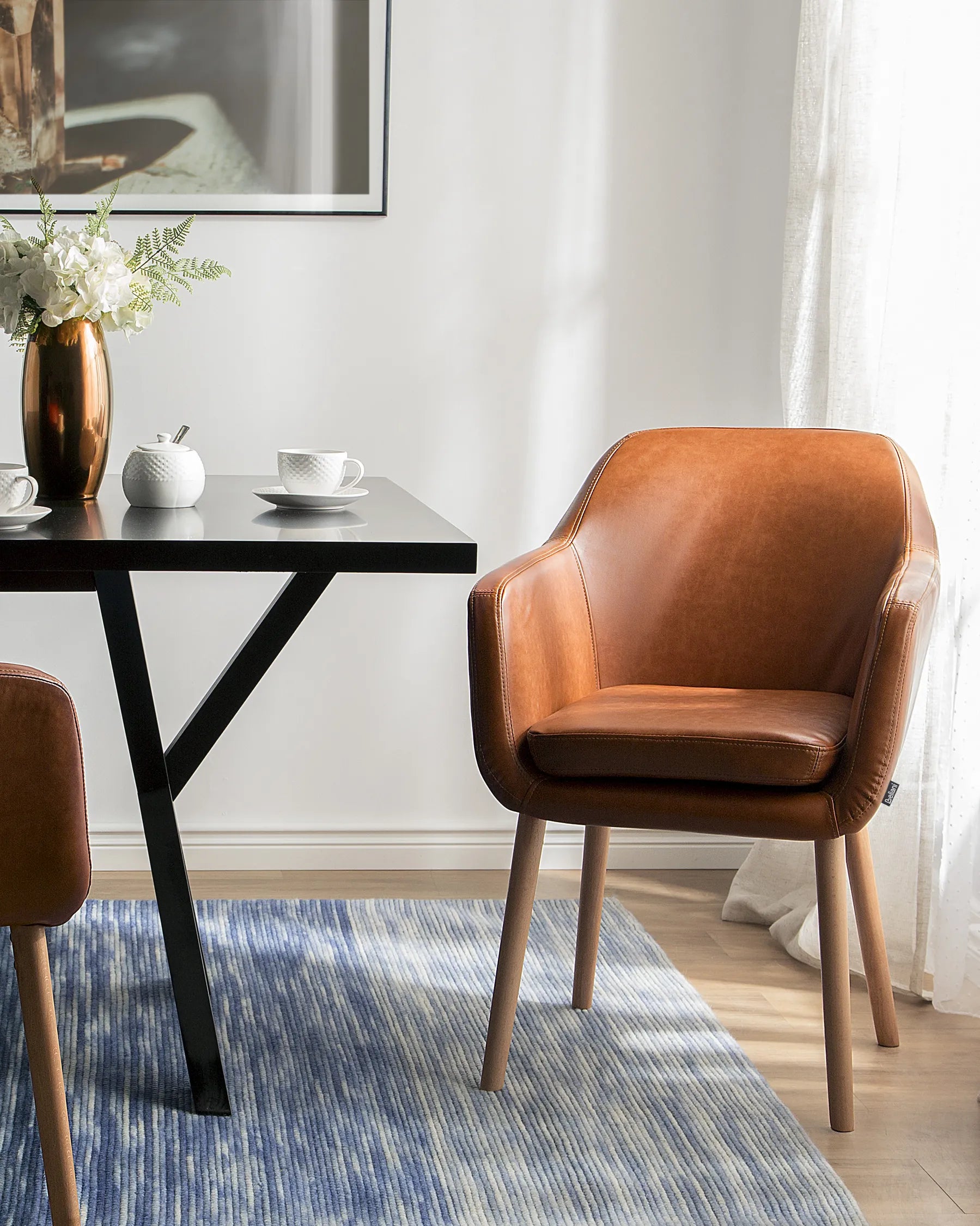 Dining Chair Faux Leather Golden Brown