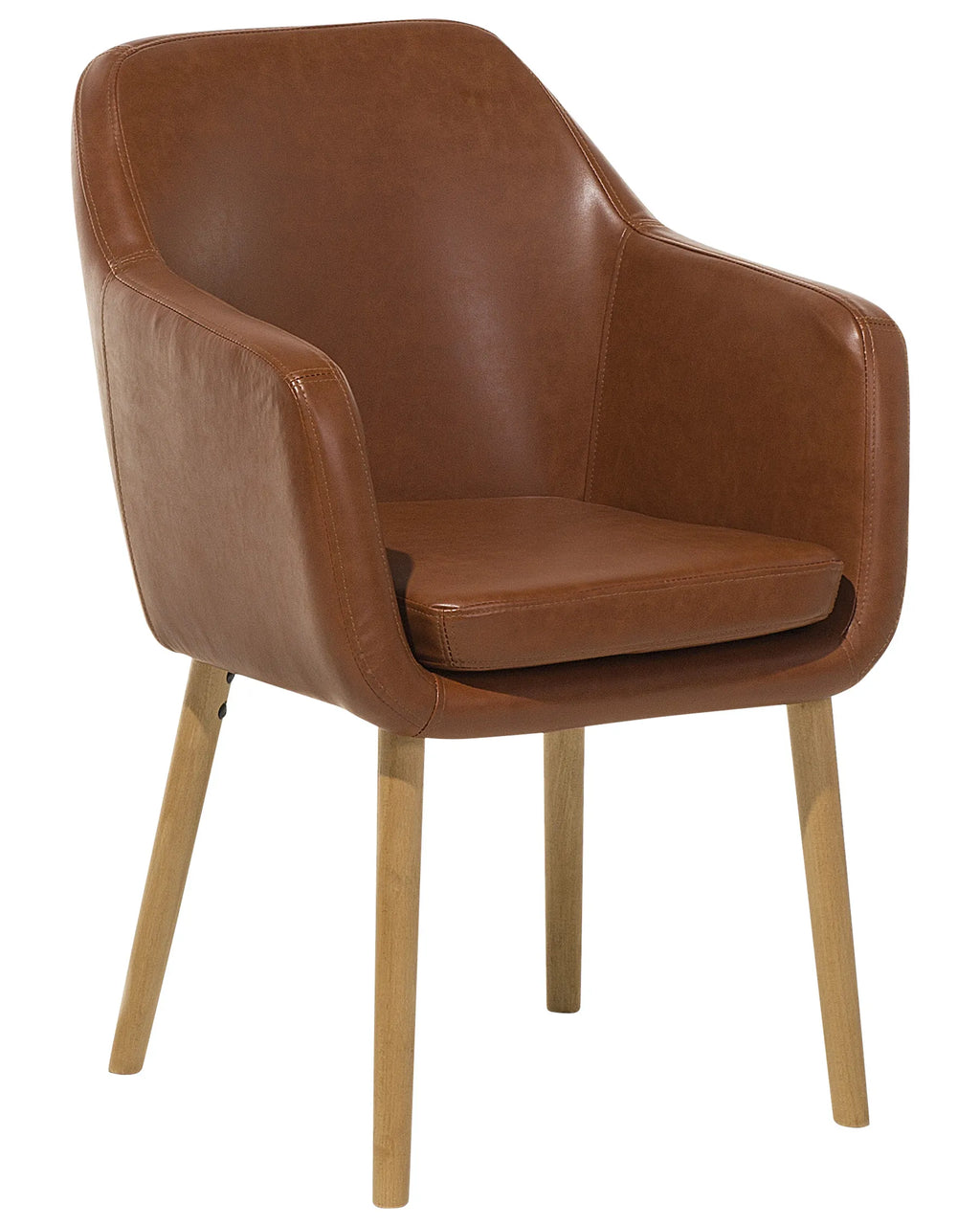 Dining Chair Faux Leather Golden Brown