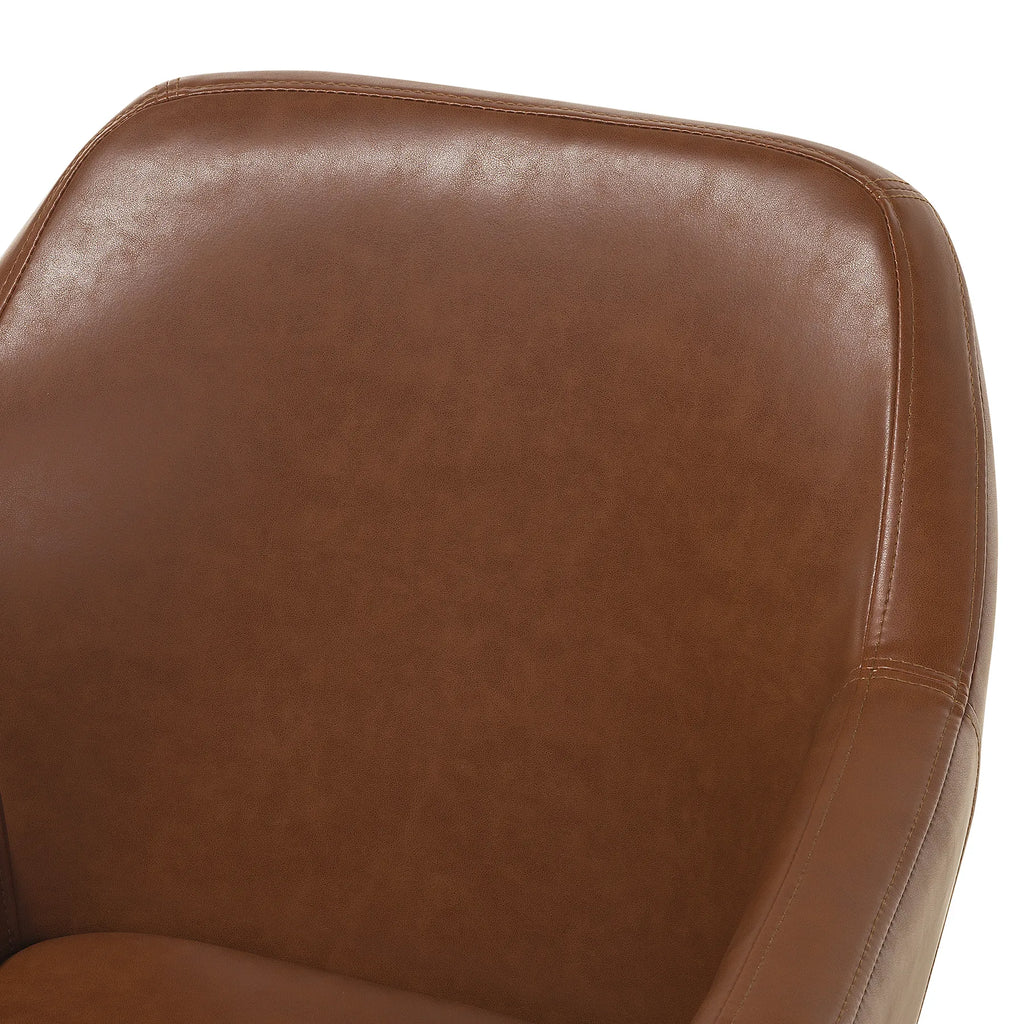 Dining Chair Faux Leather Golden Brown
