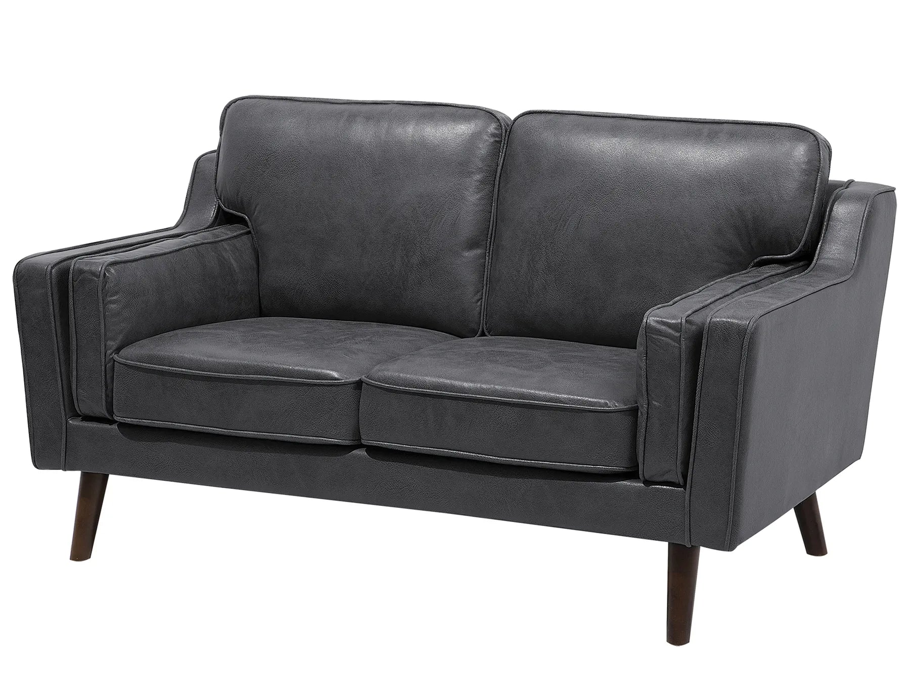 Sofa 2 Seater LOKKA Faux Leather Grey