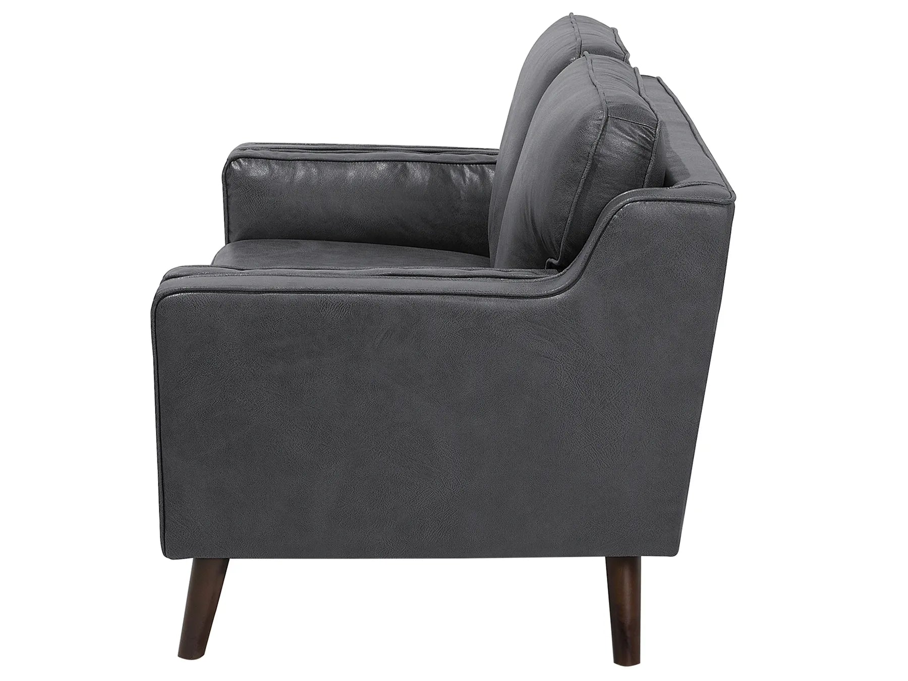 Sofa 2 Seater LOKKA Faux Leather Grey