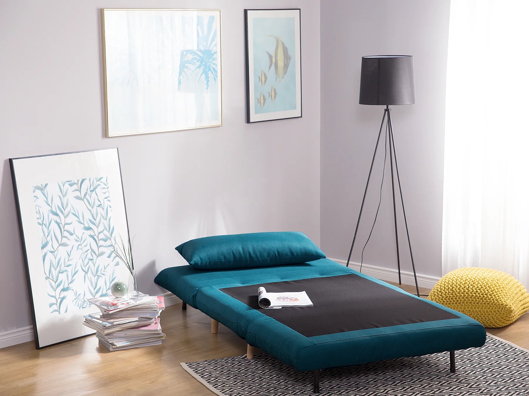 Single Sofa Bed SETTEN Fabric Sea Blue