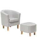 Armchair HOLDEN with Footstool Fabric Light Grey