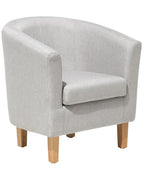Armchair HOLDEN with Footstool Fabric Light Grey