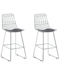 Set of 2 Bar Chairs PRESTON Metal Silver