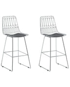 Set of 2 Bar Chairs PRESTON Metal Silver