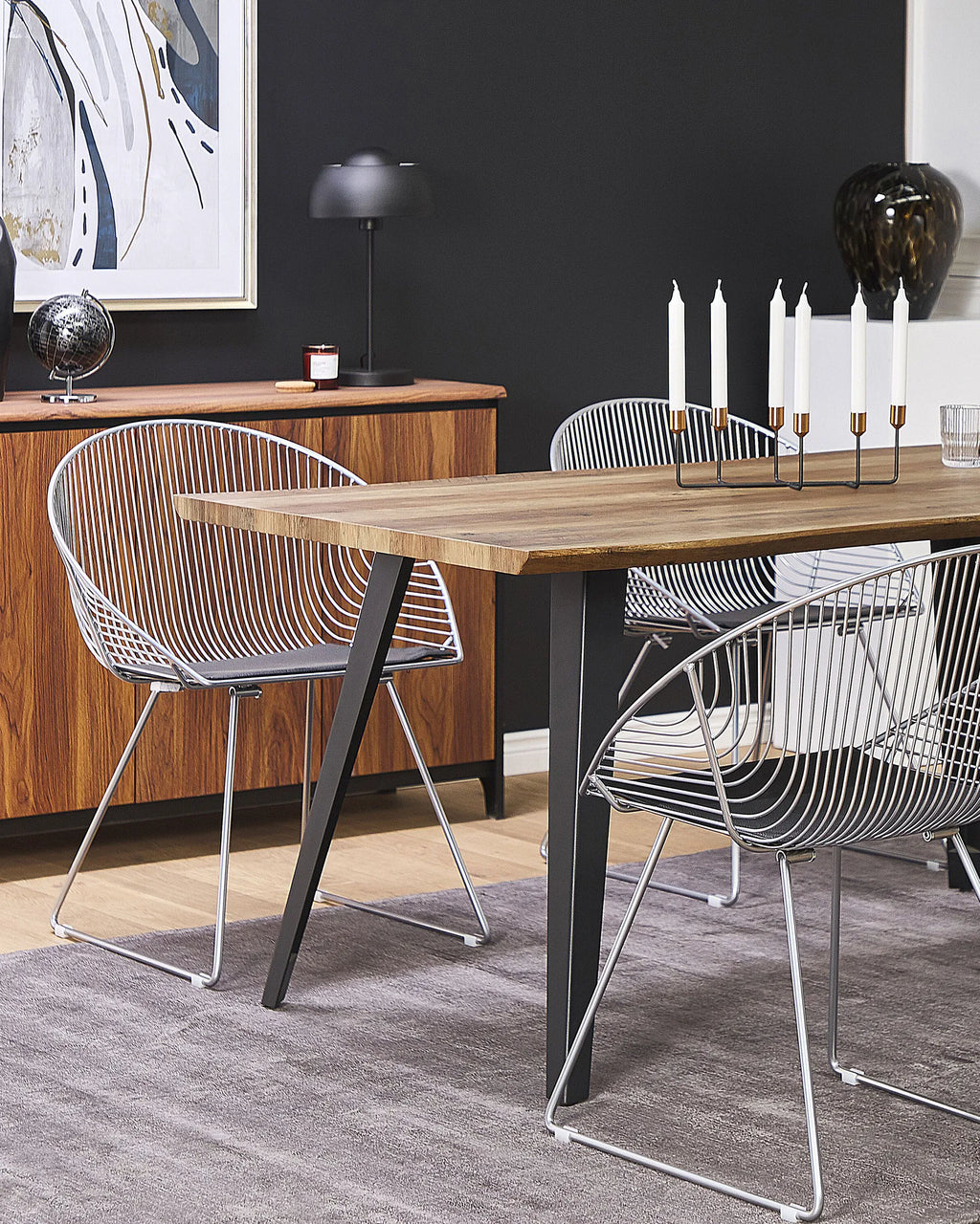 Set of 2 Dining Chairs Metal Silver