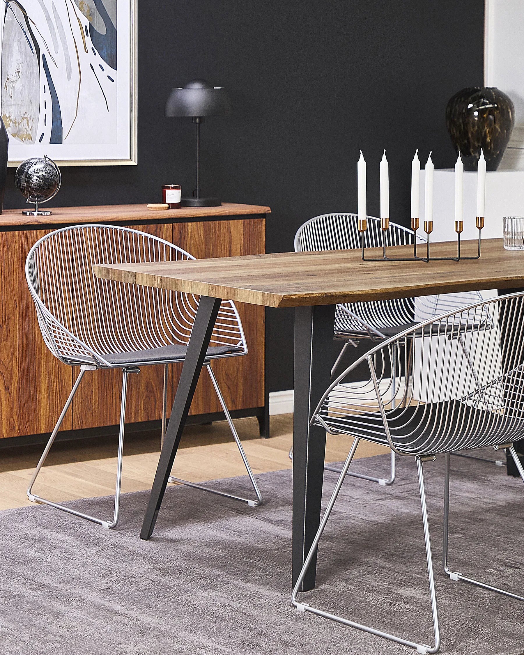 Set of 2 Dining Chairs Metal Silver