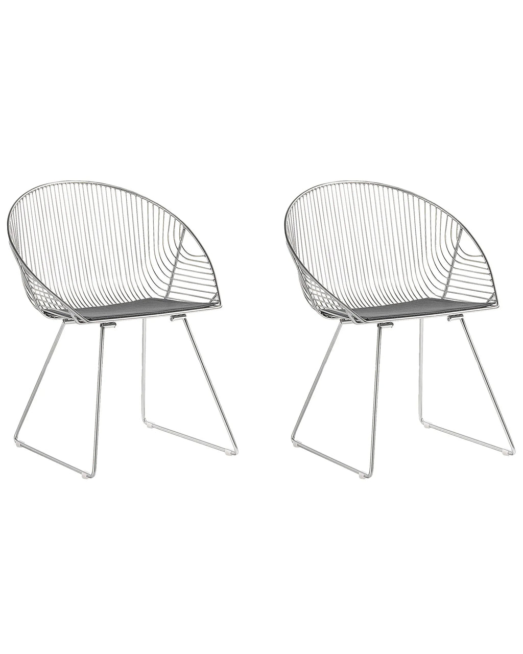 Set of 2 Dining Chairs Metal Silver