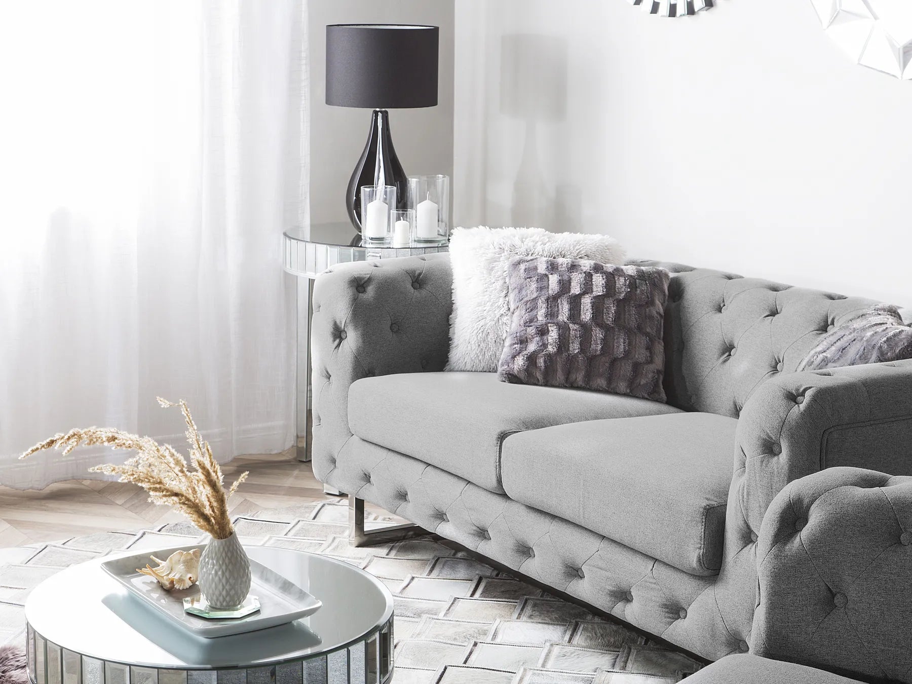 Sofa 2 Seater VISSLAND Fabric Light Grey