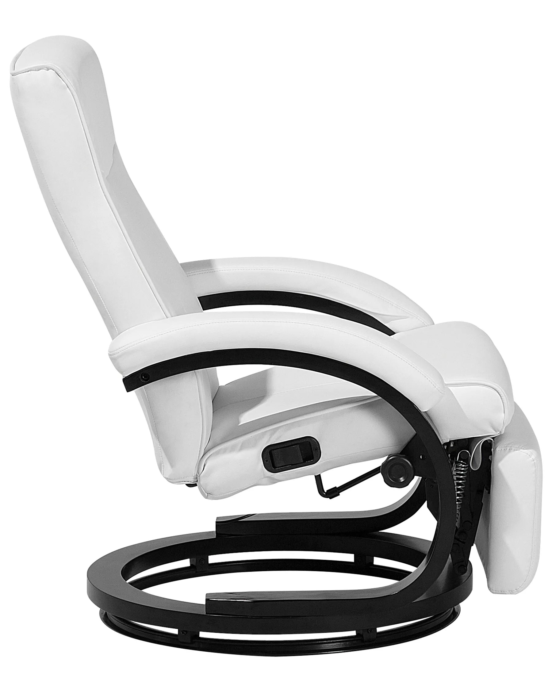 Recliner Chair MIGHT With Footrest Faux Leather White