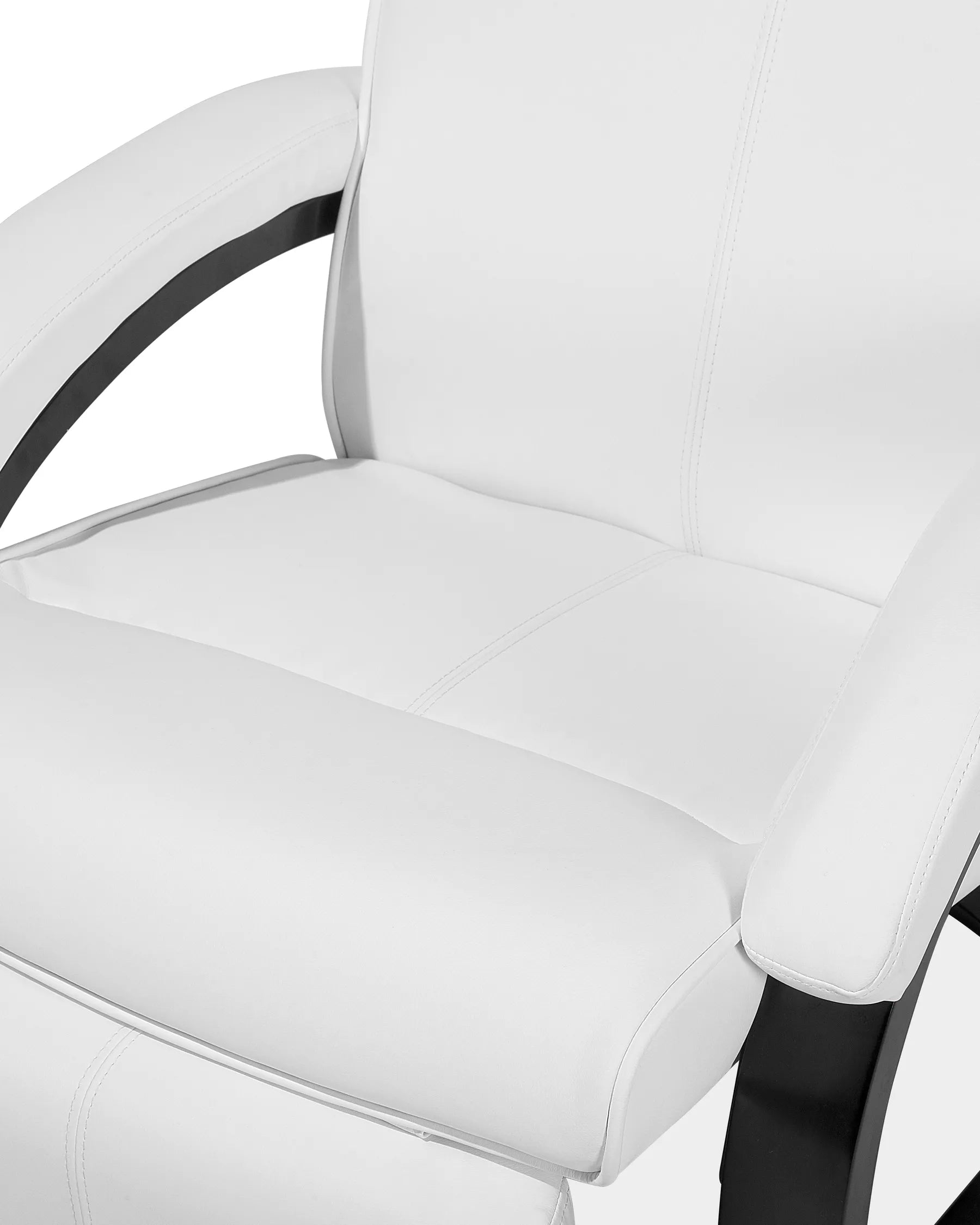 Recliner Chair MIGHT With Footrest Faux Leather White