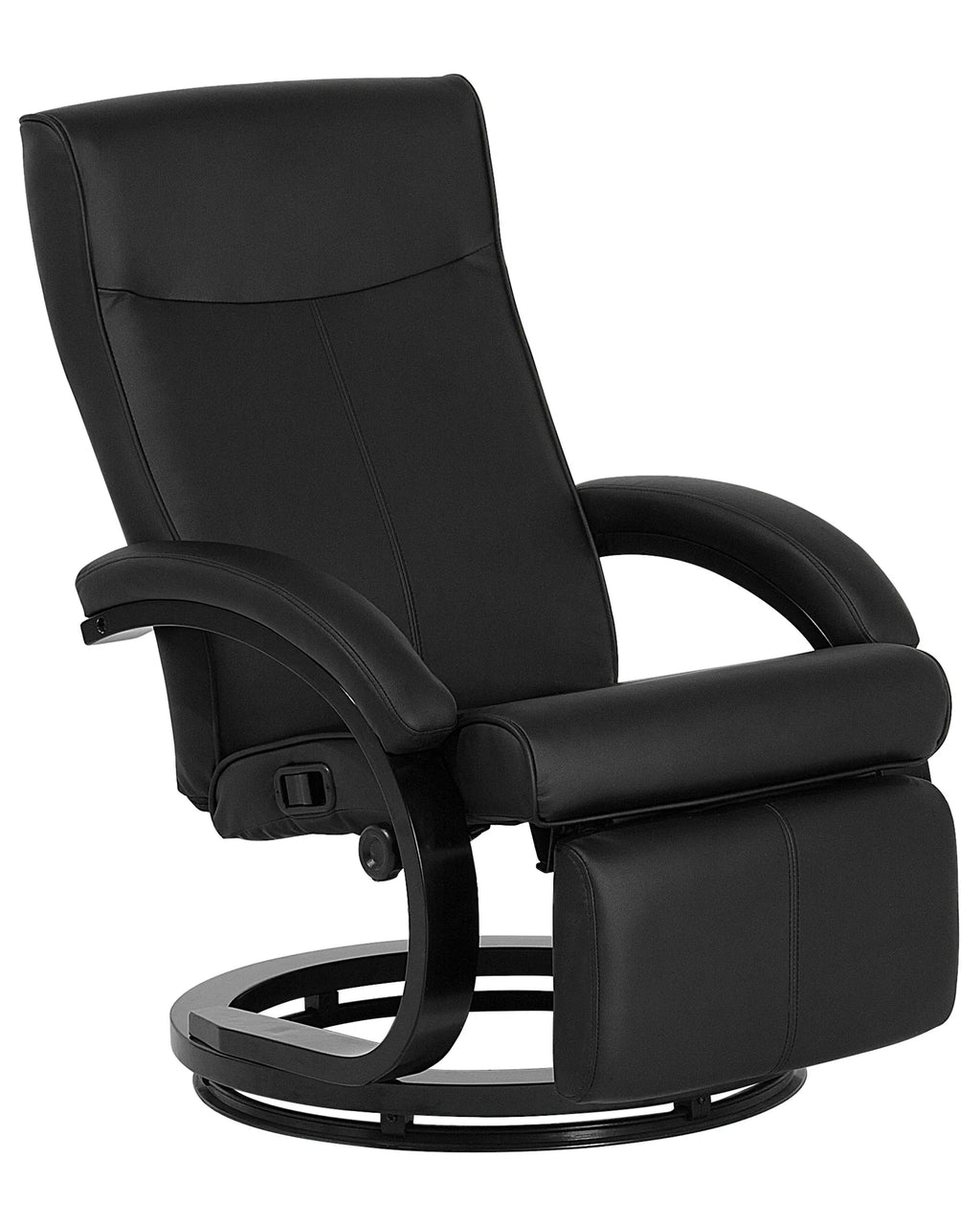 Recliner Chair MIGHT With Footrest Faux Leather Black