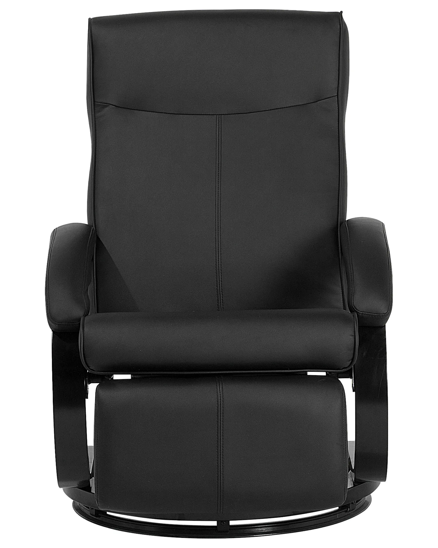 Recliner Chair MIGHT With Footrest Faux Leather Black