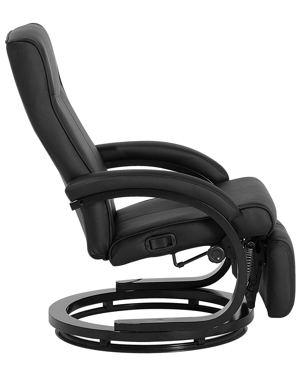 Recliner Chair MIGHT With Footrest Faux Leather Black