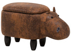Storage Animal Stool HIPPO Faux Leather Brown