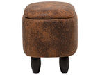 Storage Animal Stool HIPPO Faux Leather Brown