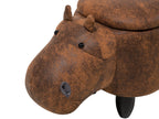 Storage Animal Stool HIPPO Faux Leather Brown