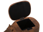 Storage Animal Stool HIPPO Faux Leather Brown