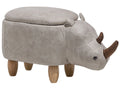 Storage Animal Stool RHINO Faux Leather Light Grey