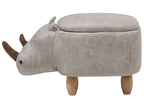 Storage Animal Stool RHINO Faux Leather Light Grey
