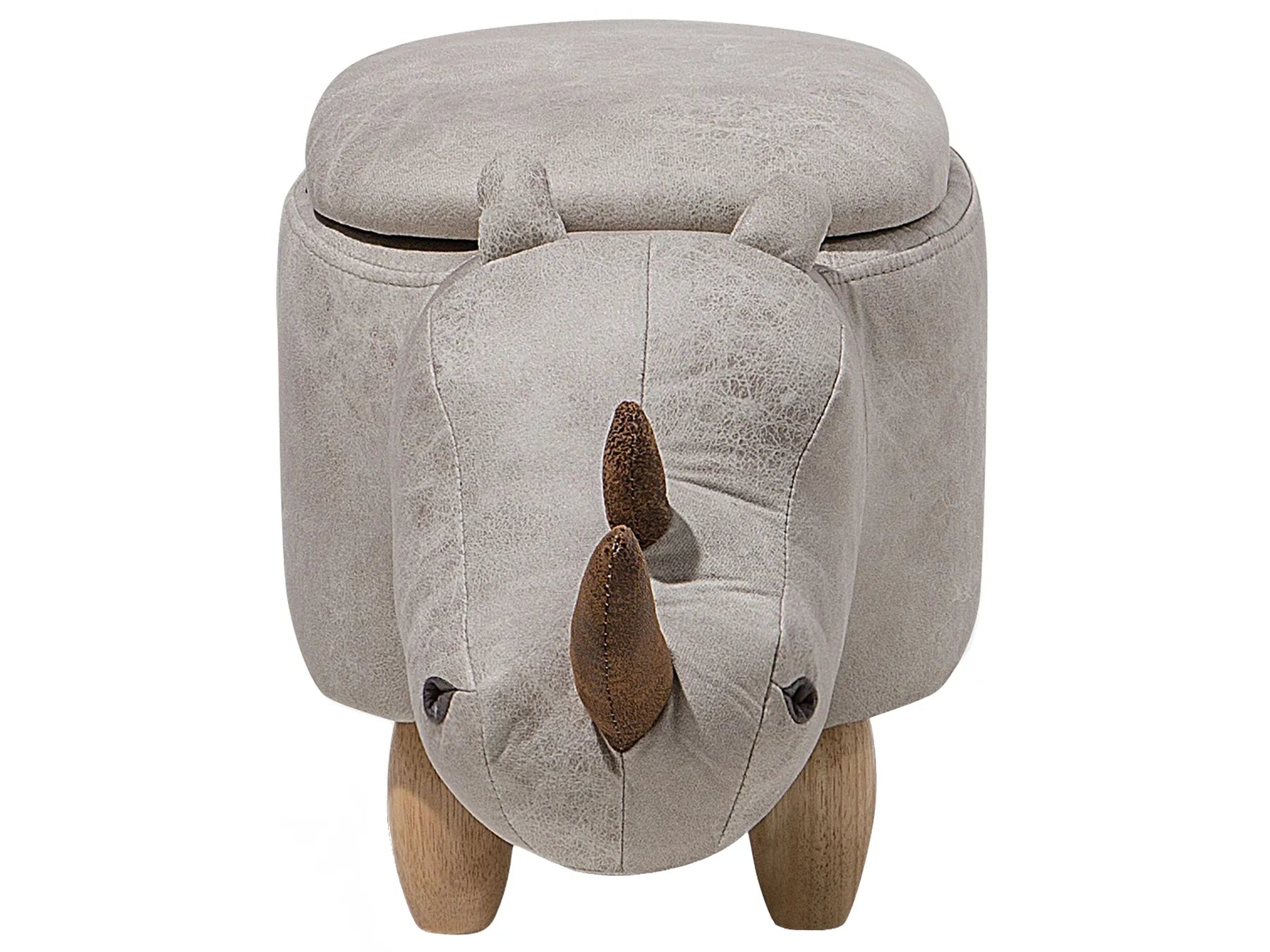 Storage Animal Stool RHINO Faux Leather Light Grey