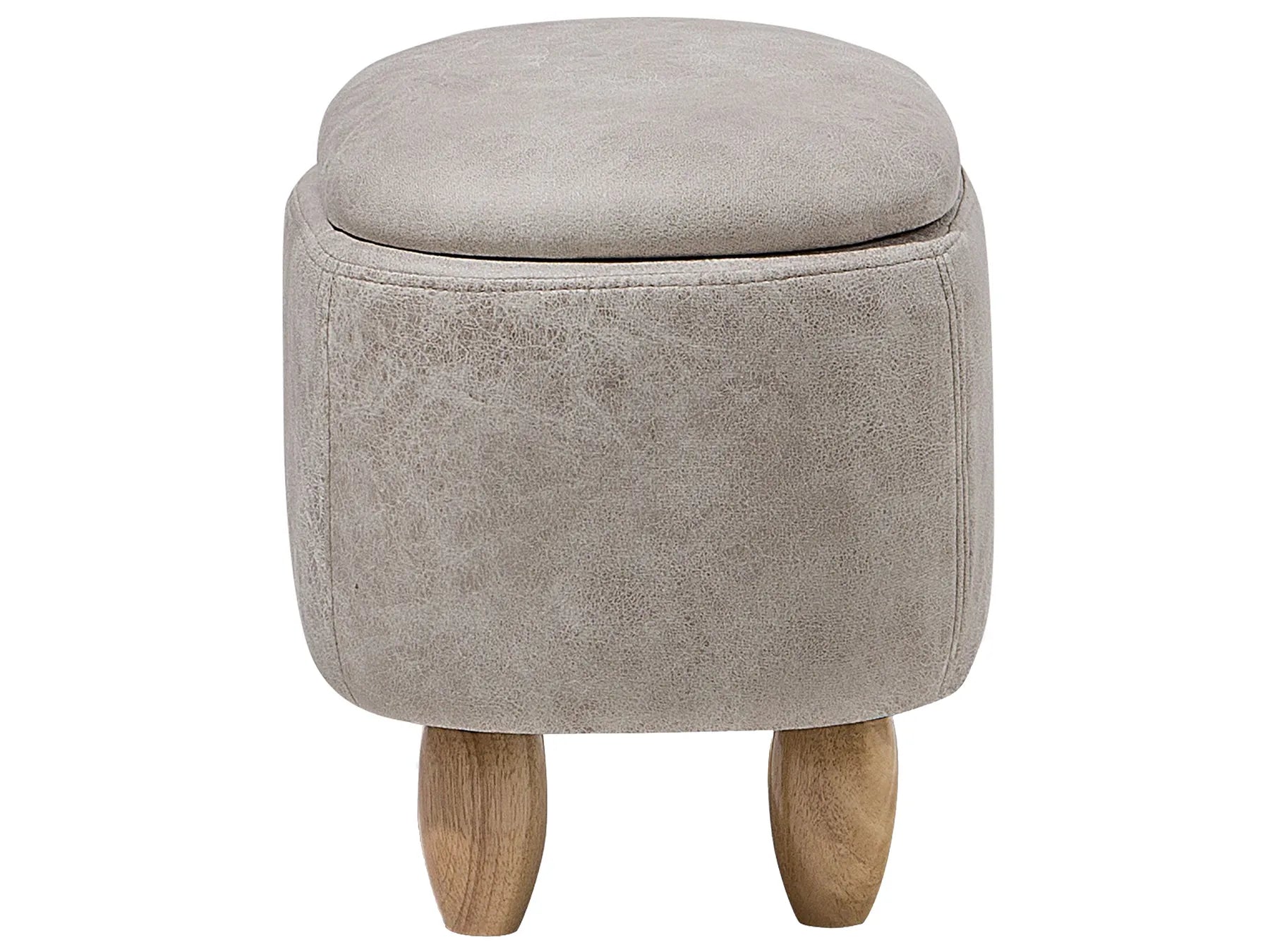 Storage Animal Stool RHINO Faux Leather Light Grey