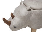 Storage Animal Stool RHINO Faux Leather Light Grey