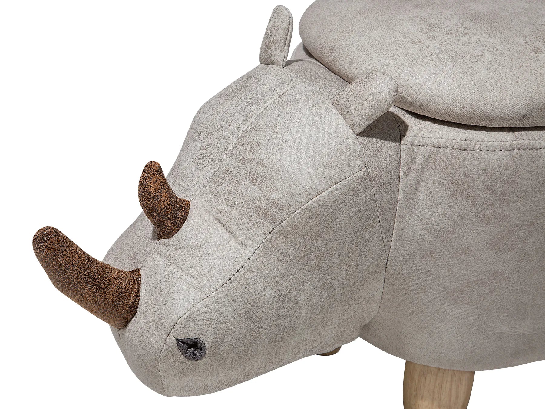 Storage Animal Stool RHINO Faux Leather Light Grey