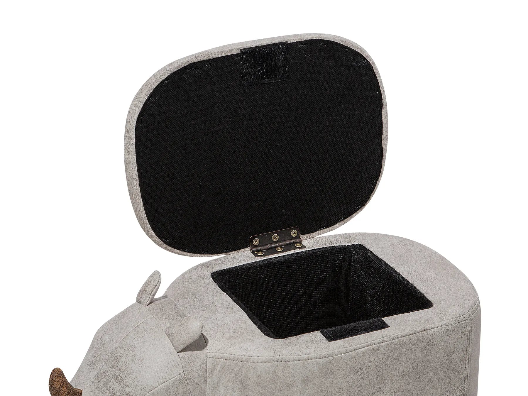 Storage Animal Stool RHINO Faux Leather Light Grey