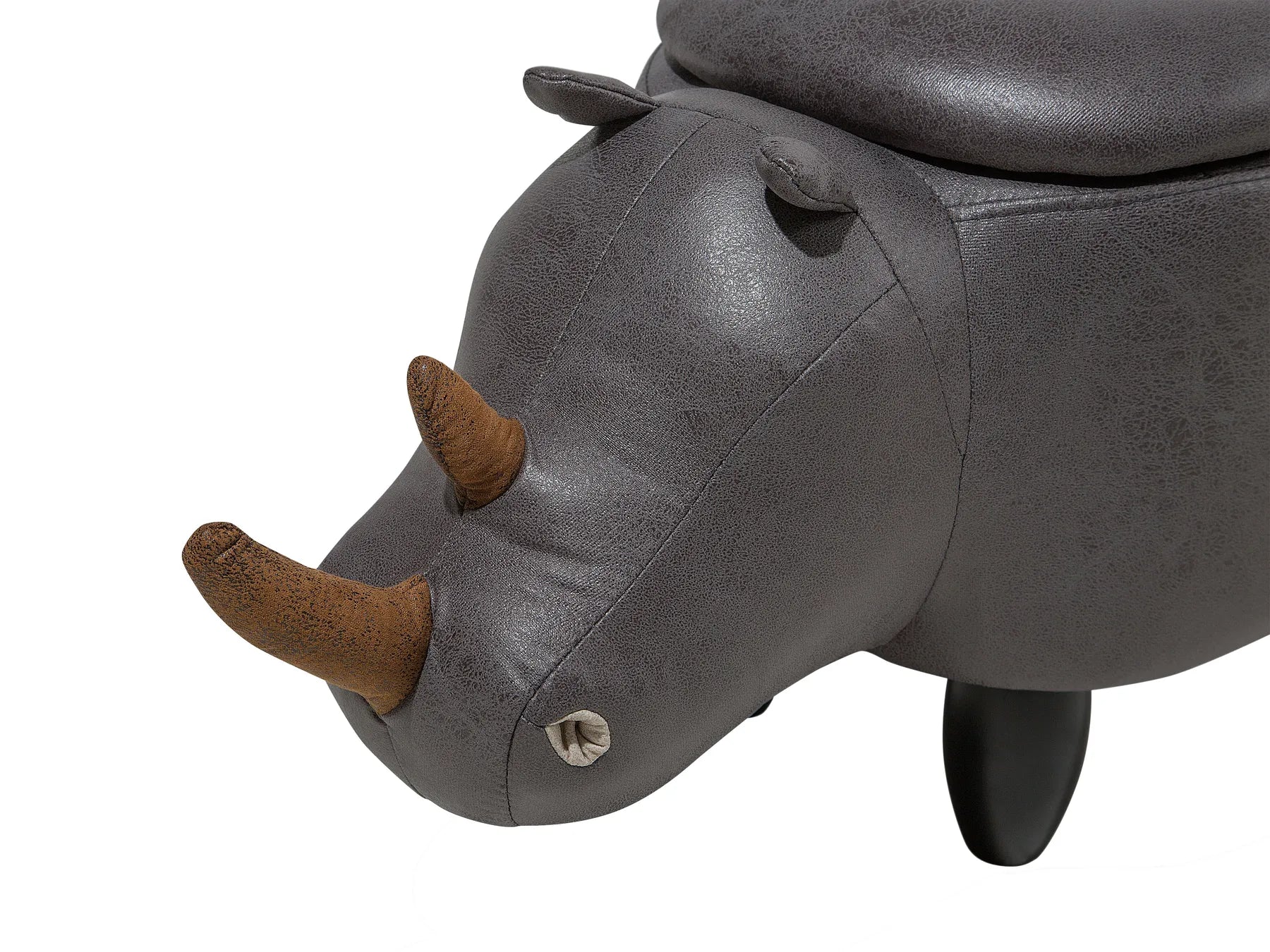 Storage Animal Stool RHINO Faux Leather Dark Grey